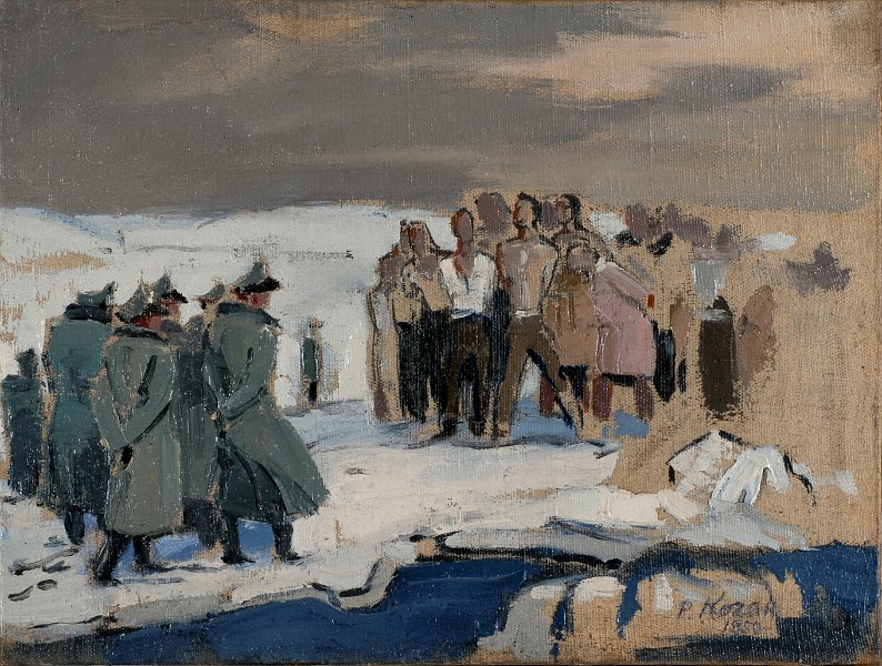 Execuation of Partisan boys by the Nazis 1950 oil on canvas 32X42